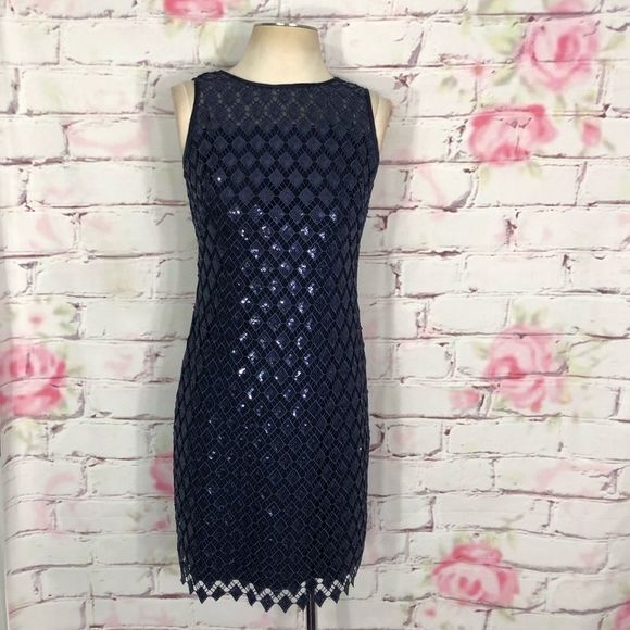 Lauren Ralph Lauren blue sequin cocktail party drs - Picture 1 of 11